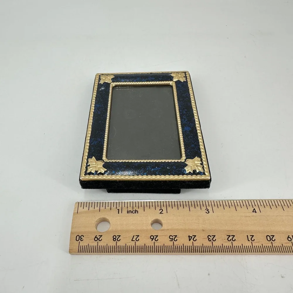 Vintage Style Cobalt Blue Gold‎ Enamel Miniature Picture Frame 2x3 Ornate
